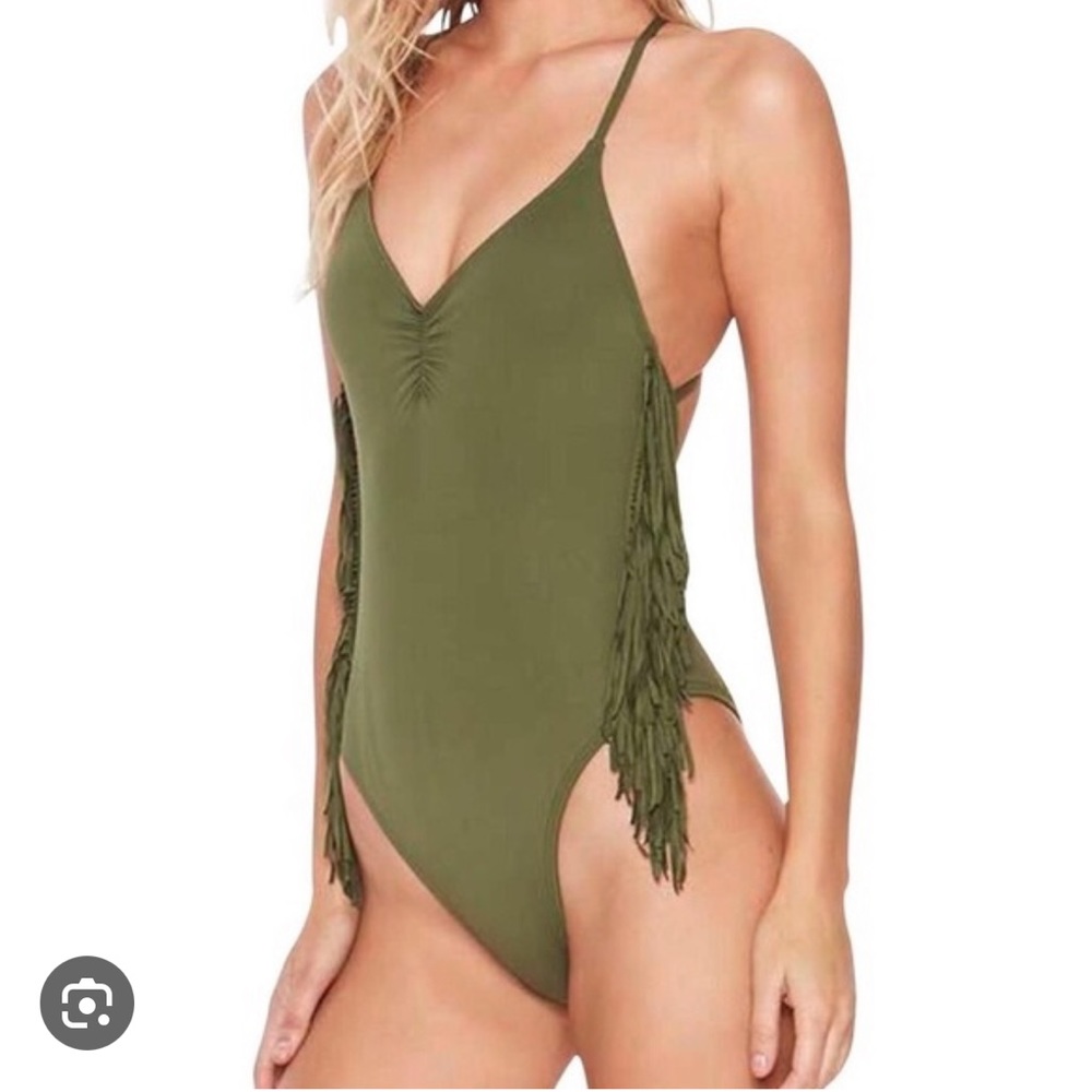 L*Space Gypsy One Piece Swim Suit Fringe Sz 12